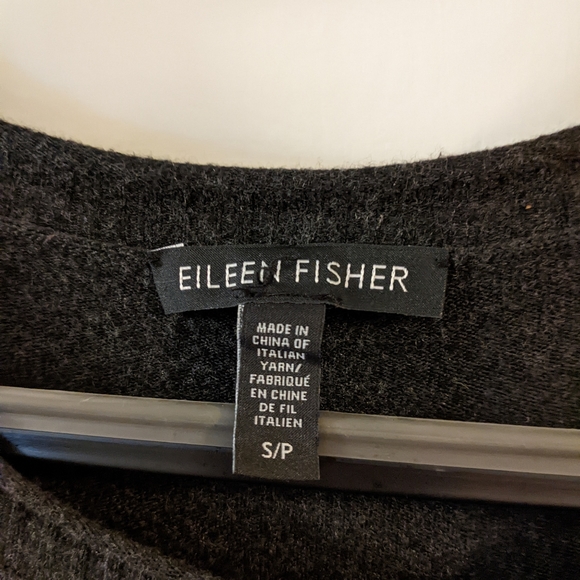 Eileen Fisher S/P Sweater grey heather loose fit stretchy crew neck long sleeve - Picture 3 of 3